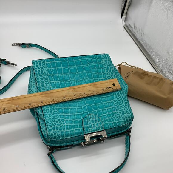 Patricia Nash Leather Purse Croc Embossed Blue Aqua Handbags - Picture 9 of 13